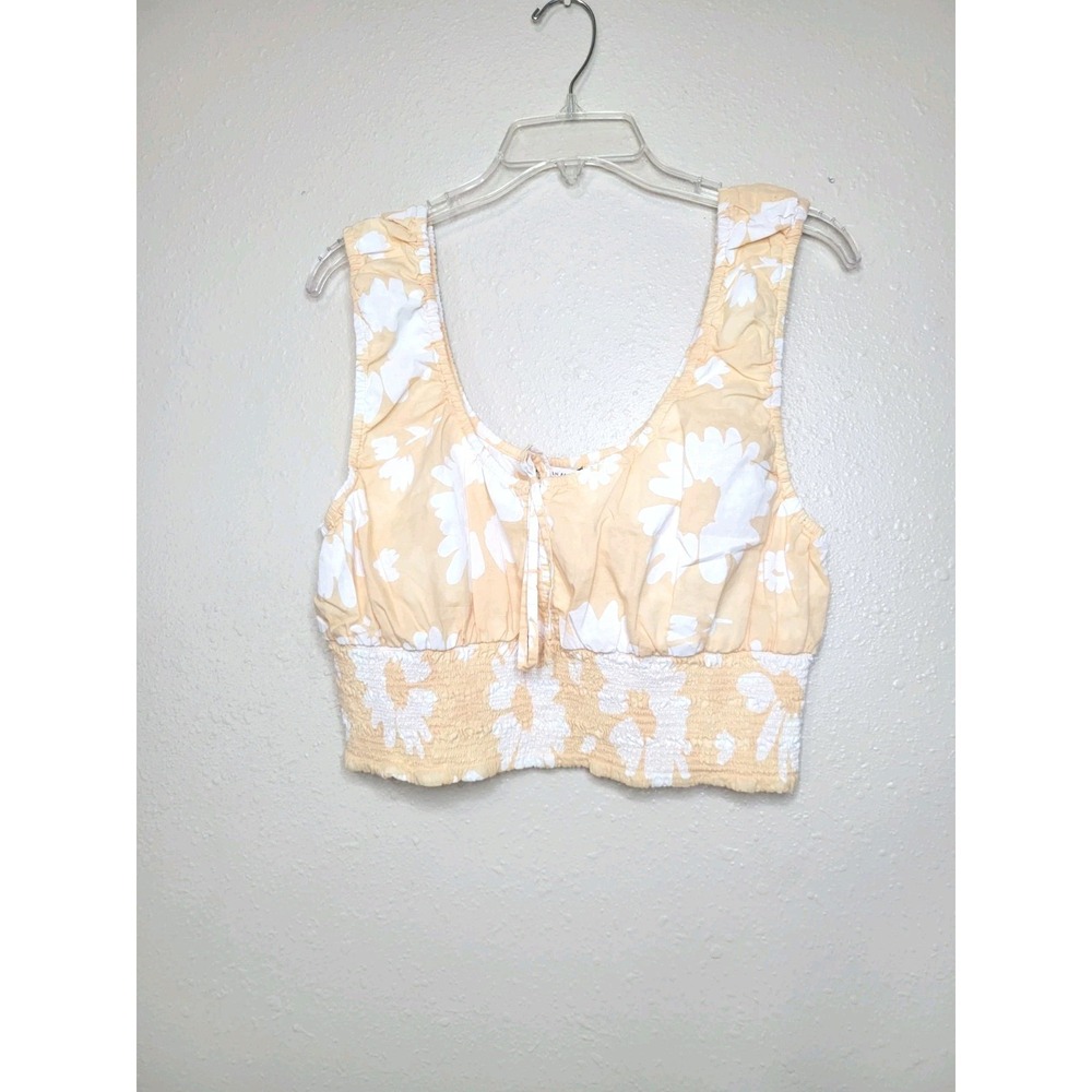 American Eagle Cropped Wide Straps Tank Top Orange White Floral Women's XL